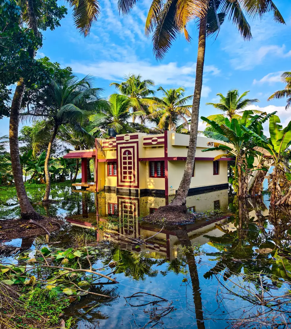 A house affected by severe weather and flooding
